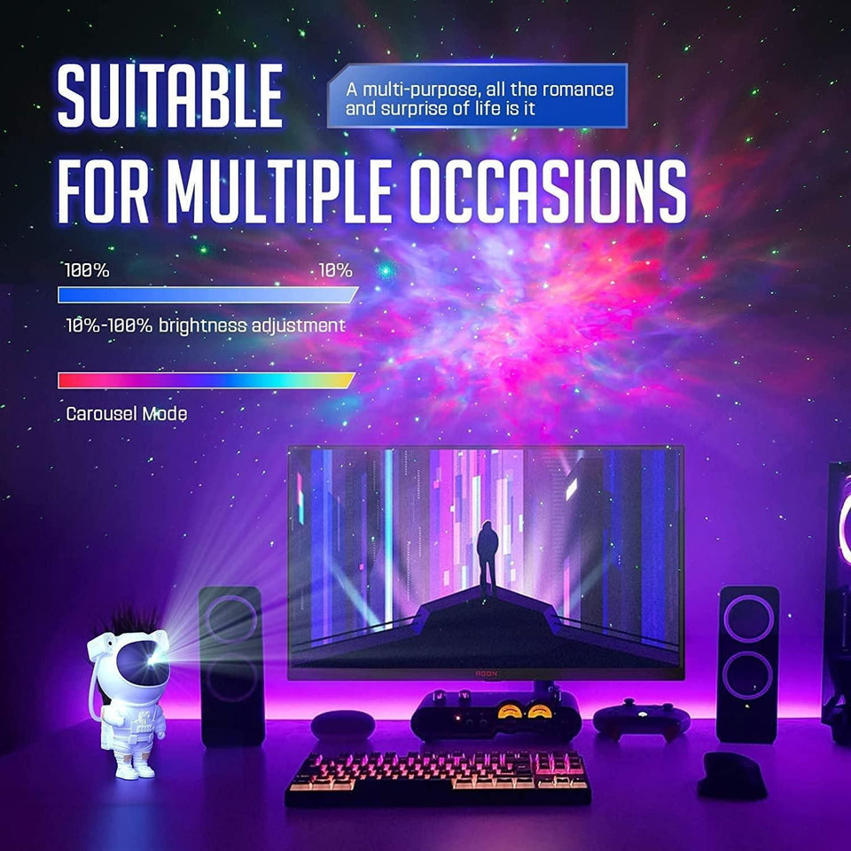 LD Galaxy Projector - 360 Magnetic Head Rotation, Remote Control